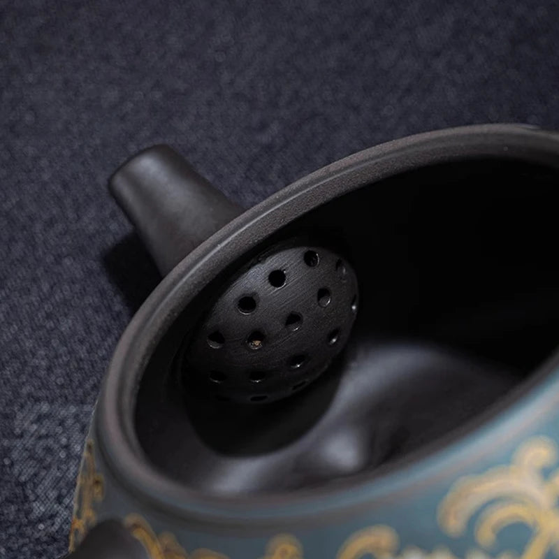 Purple Sand Ruyi Side Teapot Chinese Household Filter Pot Ceramic Kung Fu Tea Set Retro Relief Bubble Teapot Oasis Select