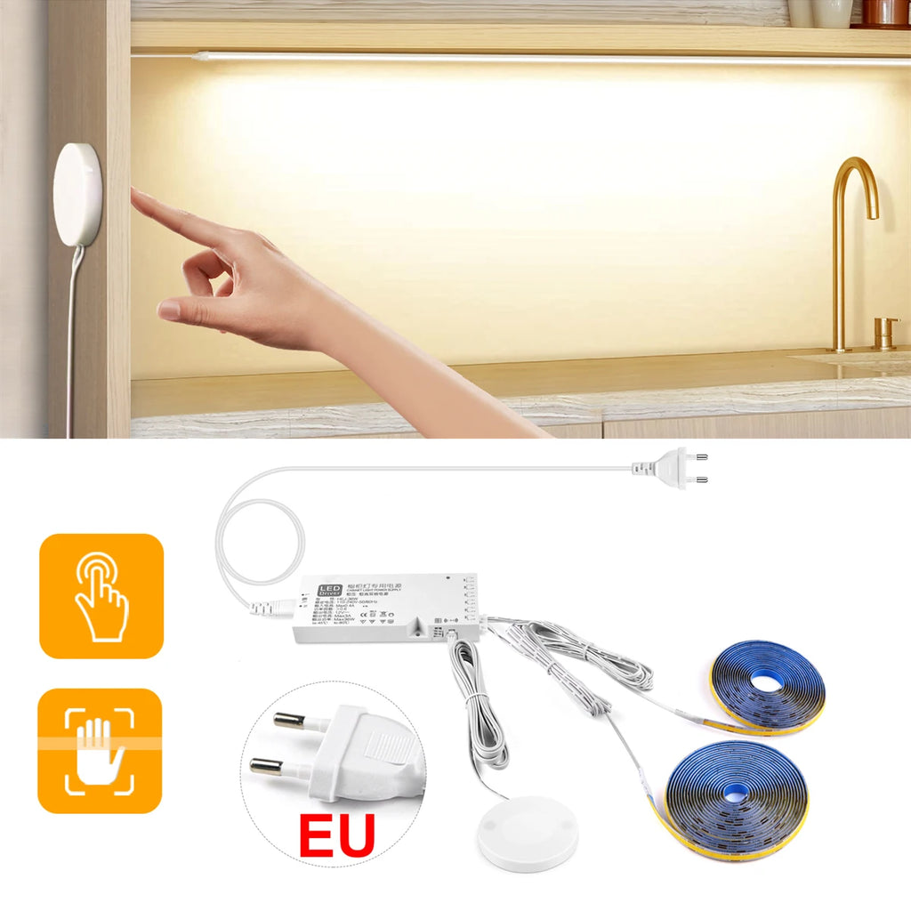 12V Dimmable COB LED Strip Light with Touch Sensor for Under Cabinet Display Bookcase Wardrobe Closet - Penetrable Wood Design Oasis Select