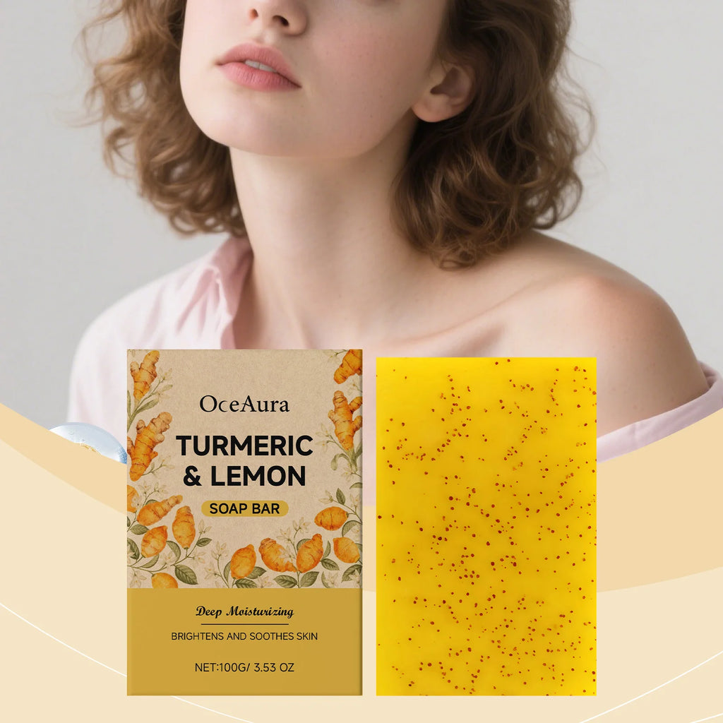 Repair Damaged Skin Turmeric Lemon Cleansing Soap Cleanses Skin Brightens Skin Tone Refreshing Moisturizing Fragrant Scent Oasis Select
