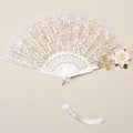 Lace Fan Retro Palace Style Gorgeous Retro European Rose Folding Fan Photography Prop Oasis Select White rose