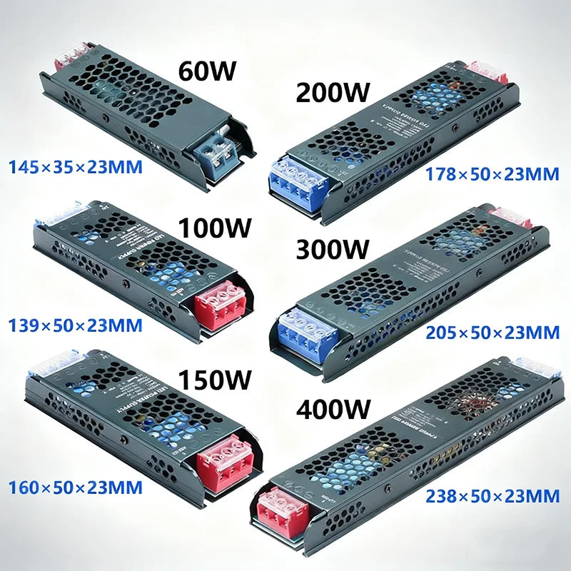 LED Power Supply AC 220V TO DC 12V 24V LED Driver Lighting Transformer 12V 24V 60W 100W 150W 200W 300W 400W For LED Strip Lights Oasis Select