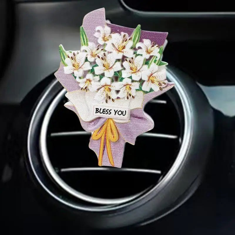 Sunflower Rose Bouquet Car Vent Aromatherapy Diffuser Plaster Floral Air Freshener Ornament Car Aromatherapy Accessories Oasis Select