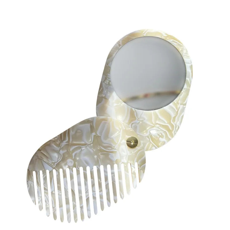 Simple Acetate Makeup Mirror Multifunctional Mini Mirror Comb Thickened Anti Static Skin Care Tools Travel Ins Style Oasis Select