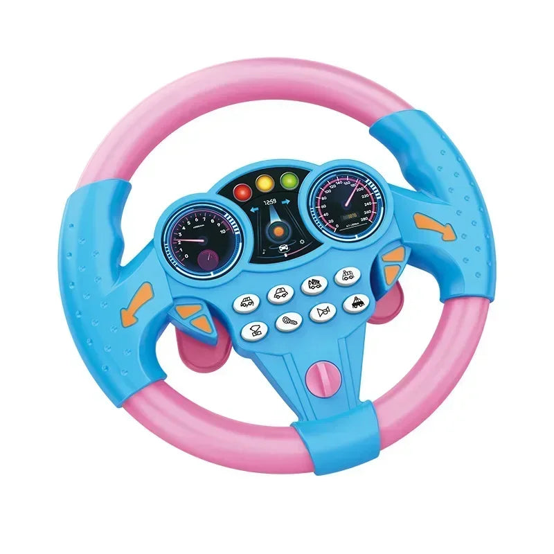 Kids Steering Wheel Toy - Backseat Pretend Play with Lights & Music - Fun Preschool Driving Simulator Gift for Toddlers Oasis Select Blue without Box