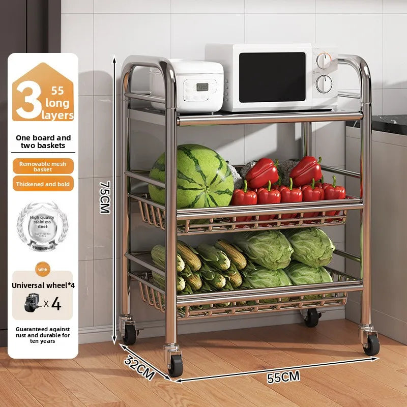Kitchen vegetable basket rack floor-to-ceiling multi-layer stainless steel shelf new multi-functional kitchen utensils storage Oasis Select 11