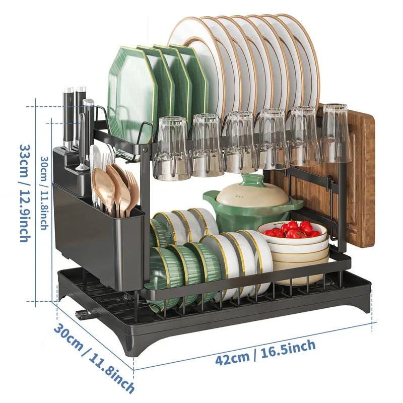 Stainless Steel Dish Rack | Hygienic & Residue-Free Drying | Premium Carbon Steel Construction | Space-Saving Kitchen Organizer Oasis Select
