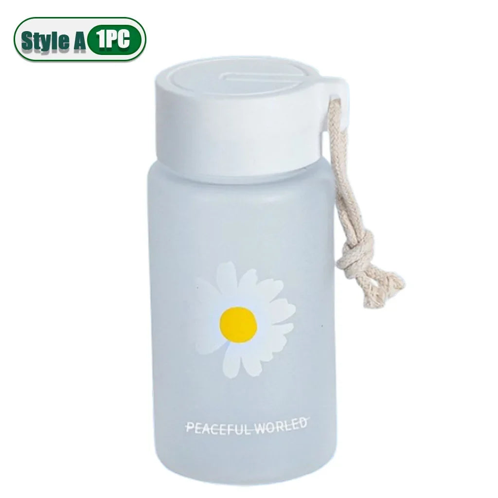 Small Daisy Frosted Plastic Mug Transparent Portable Travel Tea Cup BPA Free Cute Outdoor Girl Water Cup Children Water Bottle Oasis Select Style A-1PC