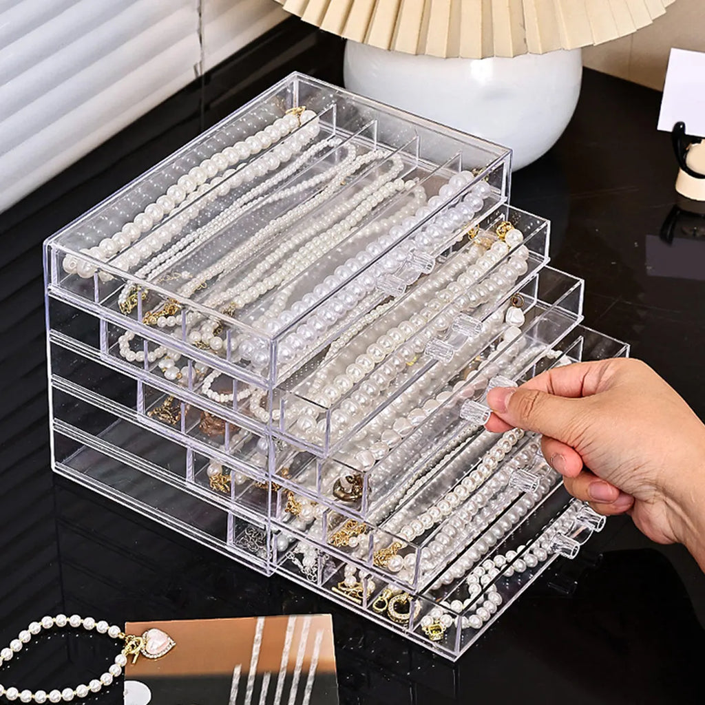 1pc Transparent Necklace Storage Box, Jewelry Tray, Necklace Display Cabinet, Suitable Jewelry Storage Drawer for Women Oasis Select