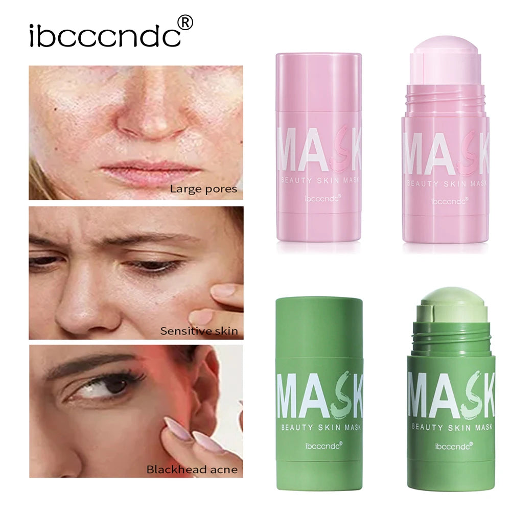40g Face Clean Mask Rose/Green Tea Extract Cleansing Stick Deep Moisturizing Shrink Pores Blackhead Film Smear Oil Control Mask Oasis Select