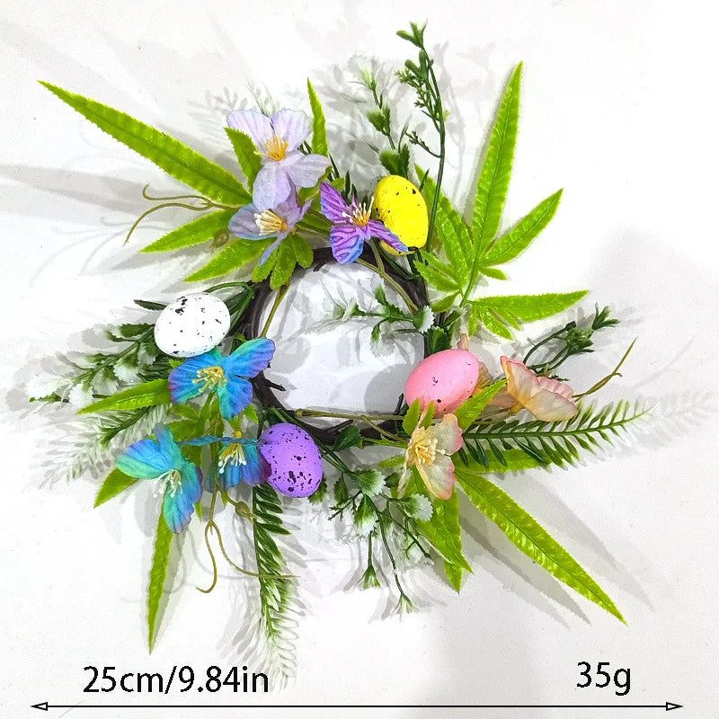 Easter Egg Flower Wreath Artificial Flowers Butterfly Candlestick Wreaths Garland Candle Holder Ring Table Home Party Decoration Oasis Select