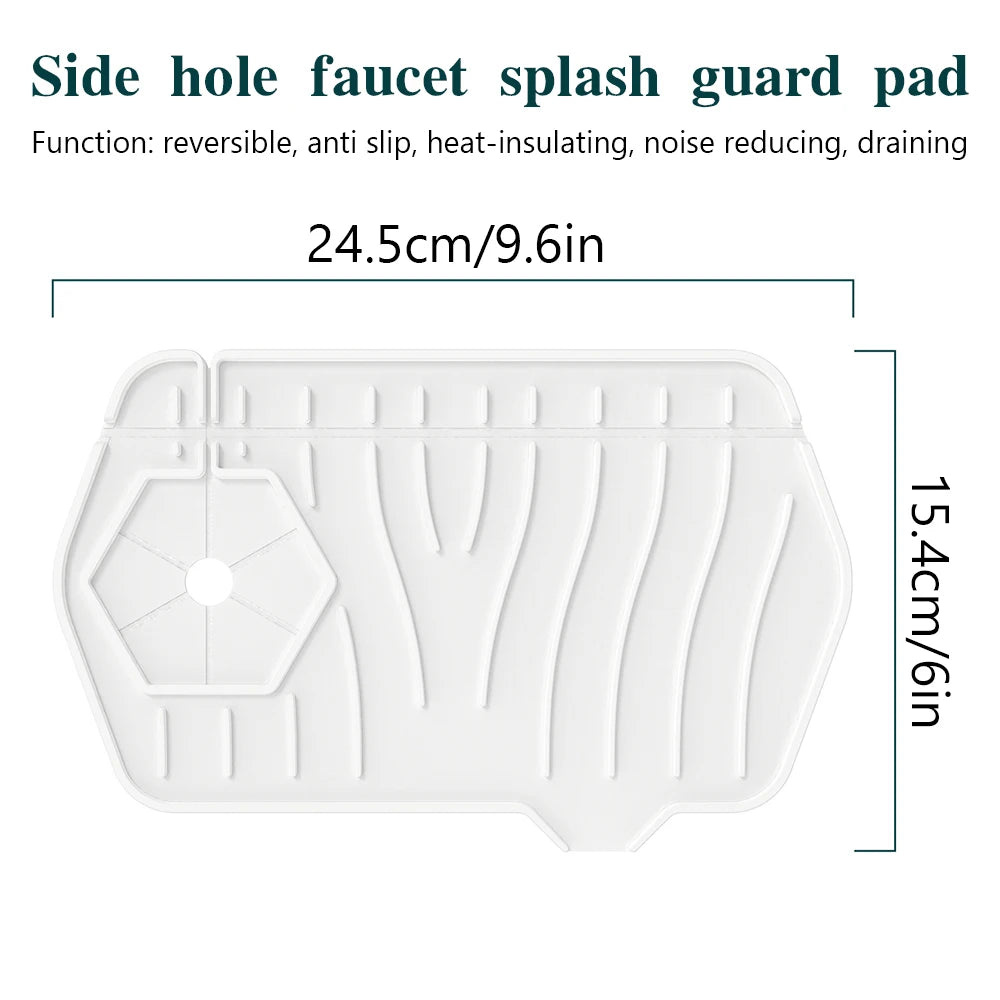 Kitchen Silicone Faucet Mat Sink Splash Guard Faucet Drainage Mat Drying Pad Kitchen Bathroom Double-sided Water Draining Pad Oasis Select