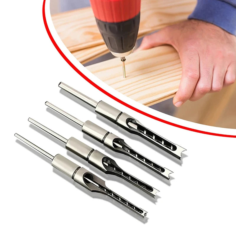 JUSTINLAU HSS Square hole drill Woodworking Drill Tools Auger Mortising Chisel Drill Set DIY Furniture Square Woodworking drill Oasis Select