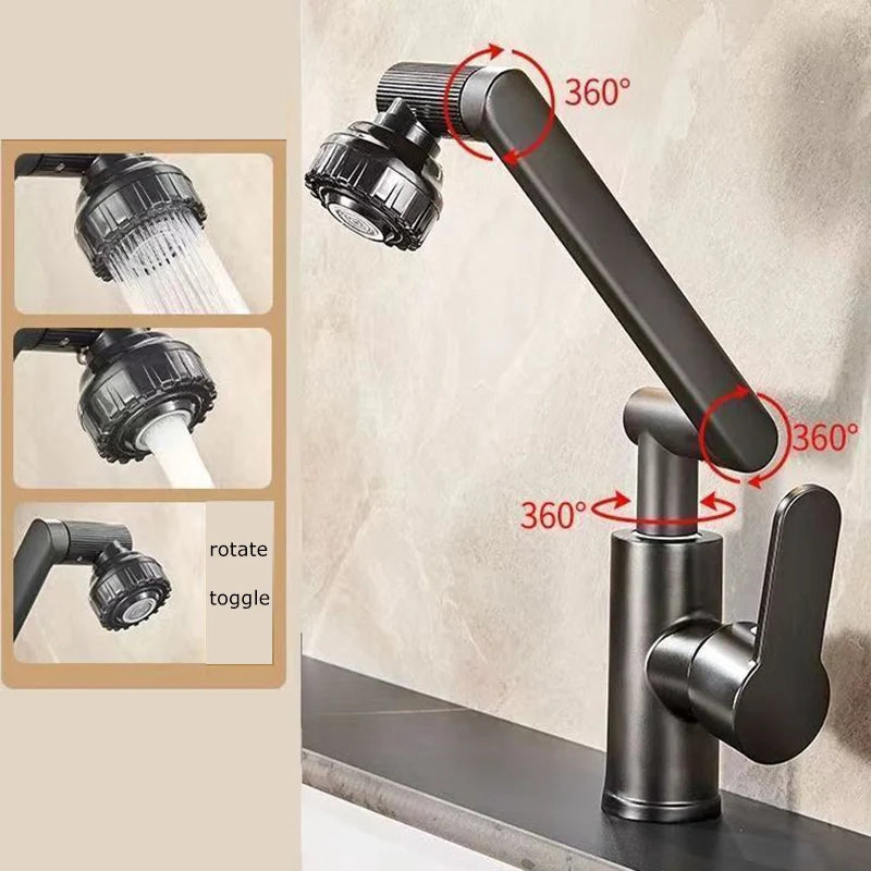 Rotating Dual-Mode Kitchen & Bathroom Faucet – Hot & Cold