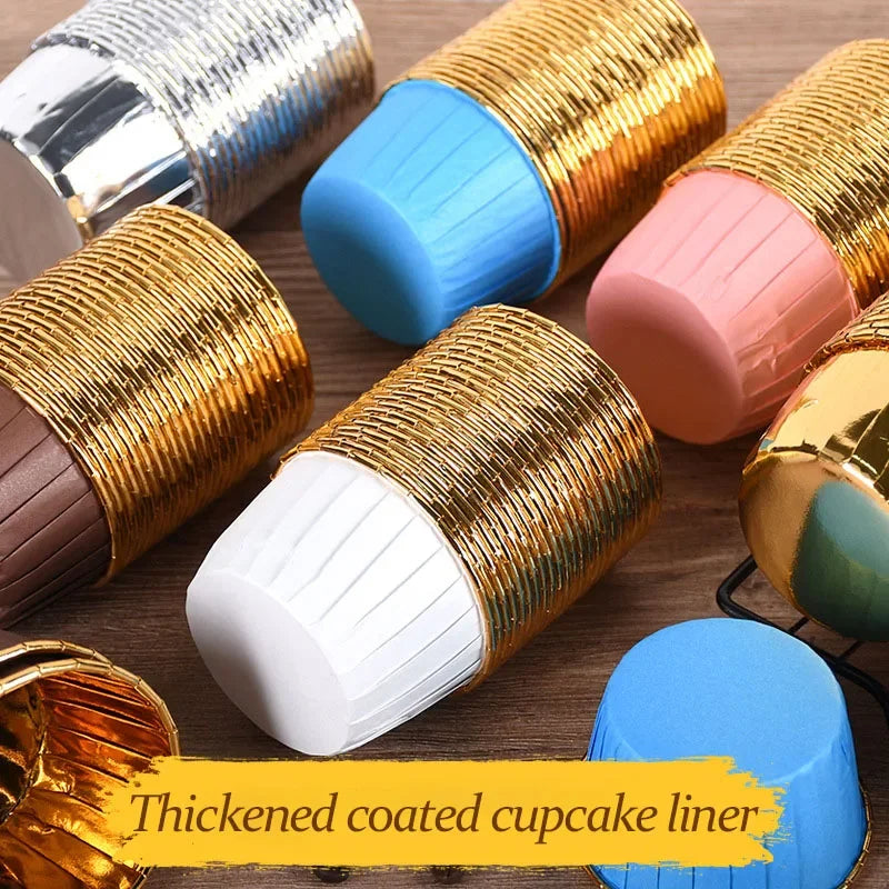 Gold Foil Rolled Paper Cups, Muffin Cupcake, Wedding Party Decorations, Heat Resistant, Kitchen Baking Accessories, 30Pcs Oasis Select