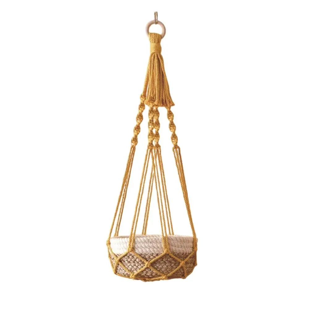 Hanging Macrame Plant Hanger Flower Pot Planter Hanger Wall Decor Courtyard Garden Hanging Planter Hanging Basket Oasis Select Yellow