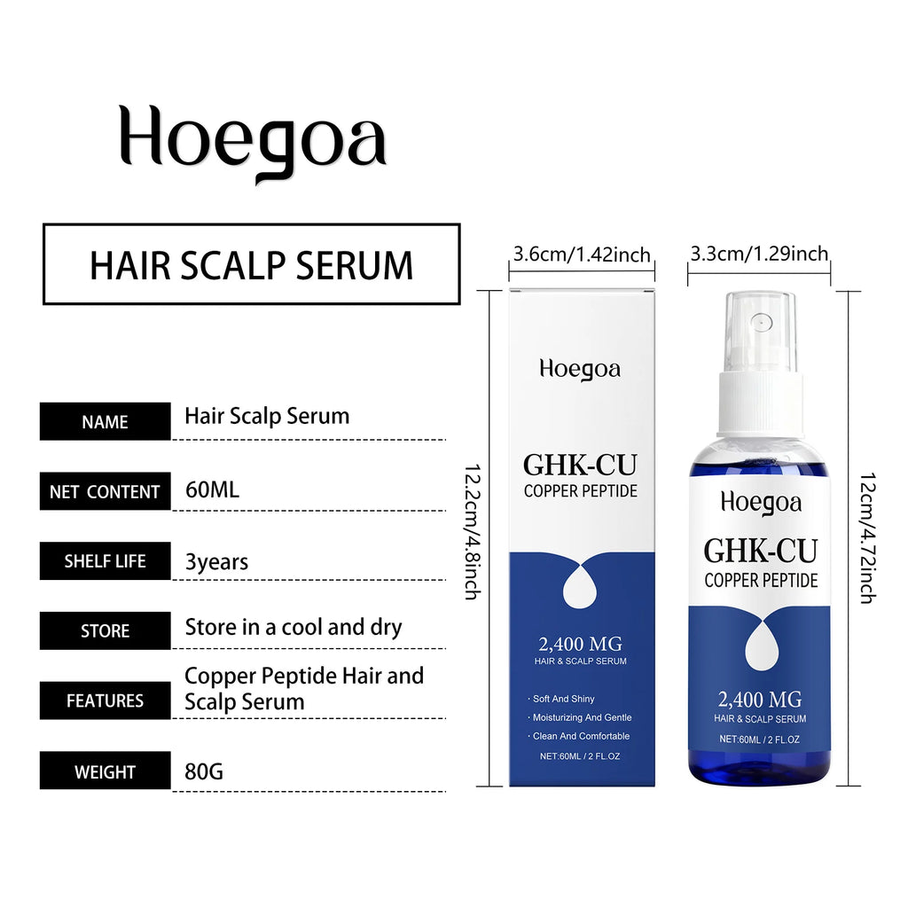 Copper Peptide Hair Scalp Serum Deep Nourishment Gloss Repair Moisturizing Lightweight Non Greasy Moisturizer Spray 60ml Oasis Select