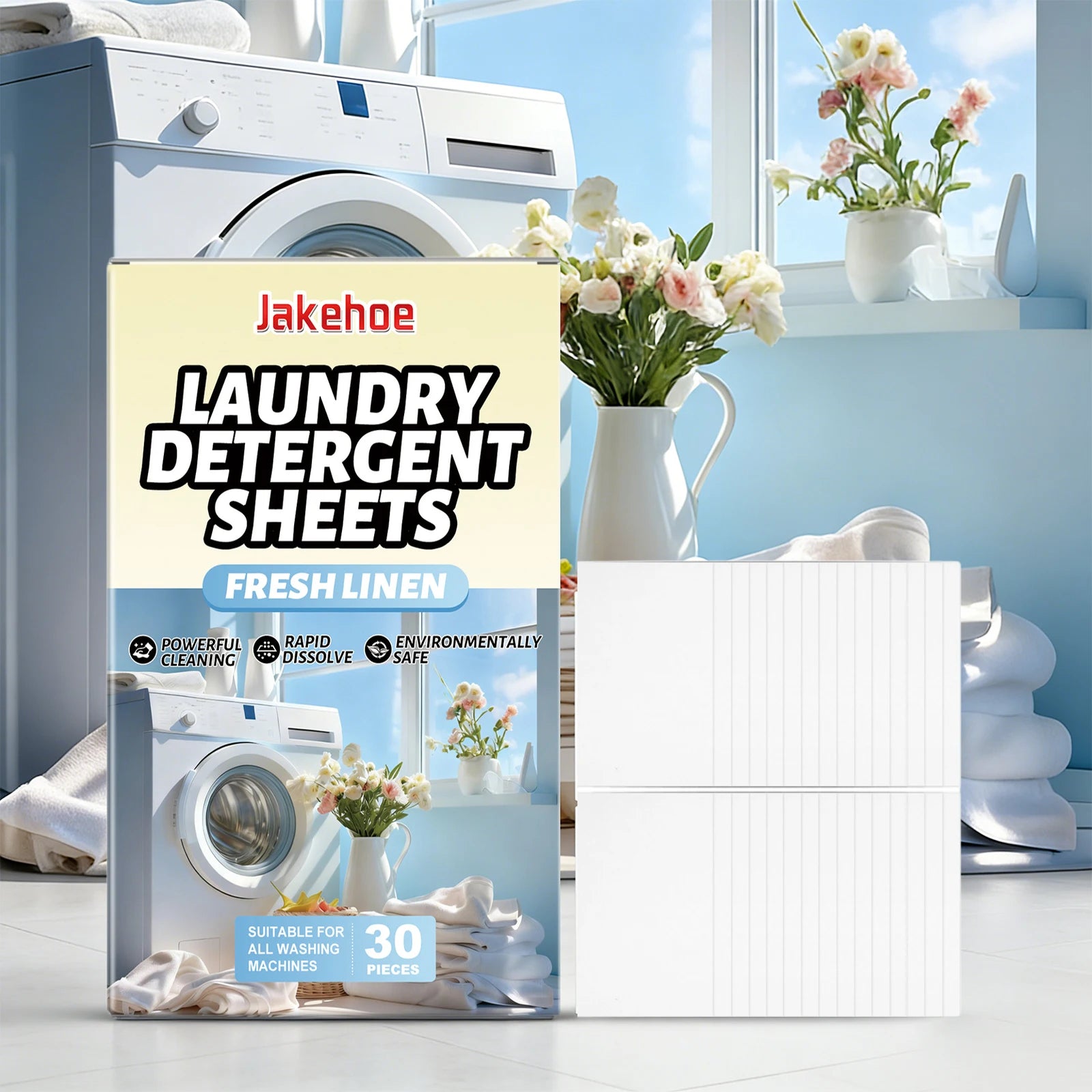 Laundry Detergent Sheets for Clothing Stain Removal Powerful Cleaning Fresh Linen Scent Suitable for All Washing Machines Oasis Select