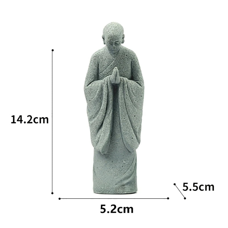 Wishing Monk Buddhist Micro Landscape Stone Fish Tank Moss Landscaping Zen Oriental Aesthetics Garden Ornaments Oasis Select A1