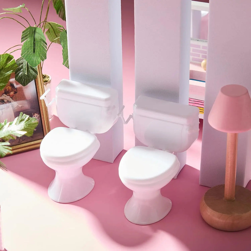1:12 Scale Miniature White Toilet – Dollhouse Bathroom Furniture, Plastic Tiny Toilet For Fairy Garden Paths，Micro Landscapes Oasis Select