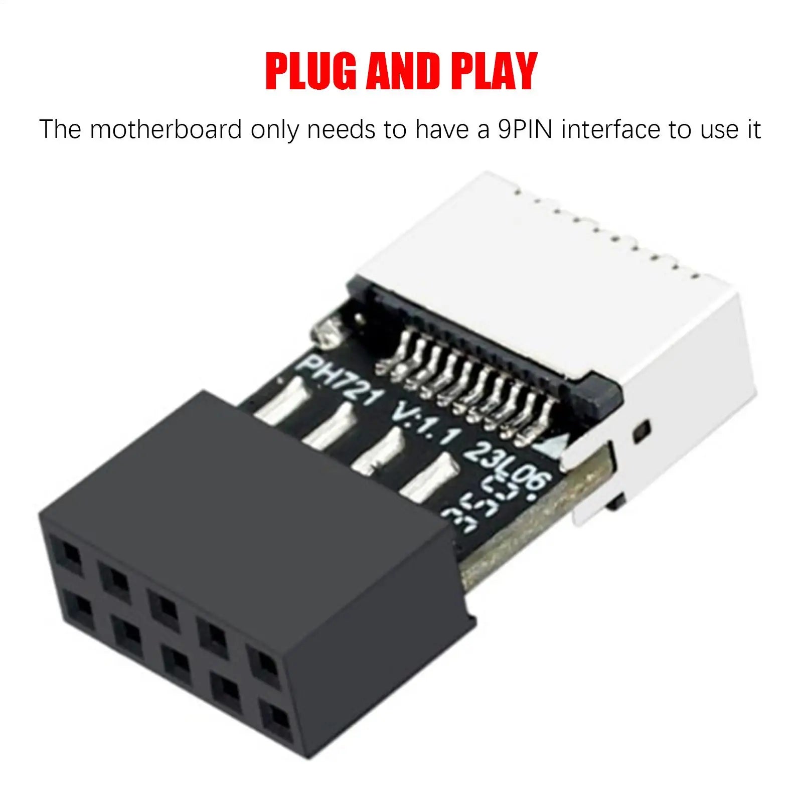 Motherboard USB2.0 9Pin To TYPE-E Female Adapter Plug & Play TYPE-C Socket 9-Pin USB 2.0 Extender Card forMac OS/Windows Linux Oasis Select