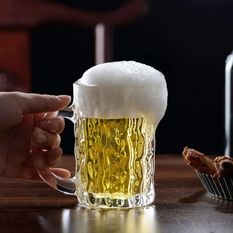 High-capacity Glass Beer Cup Milk Coffee Juice Water Cup Barware Drinkware for Home Party Bar Karaoke Transparent Durable Cup Oasis Select