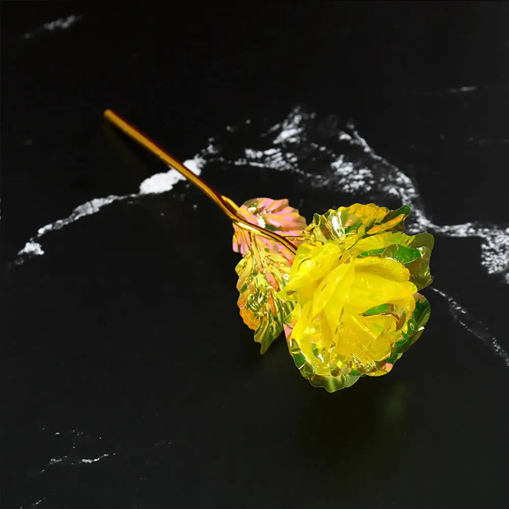 Multi-Color Gold Plated Rose Flower Romantic Valentine’s Day Mother's Day Gift Garden Decoration Flower Decoration Oasis Select yellow