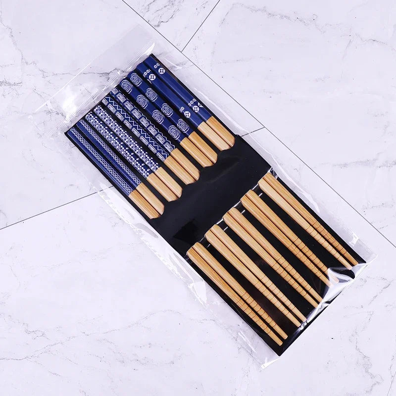 5Pair Japanese Style Wood Chopsticks Color Reusable Chopstick Red Sandalwood Noodle Tool Chinese Gift Tableware Set New 2023 Oasis Select A