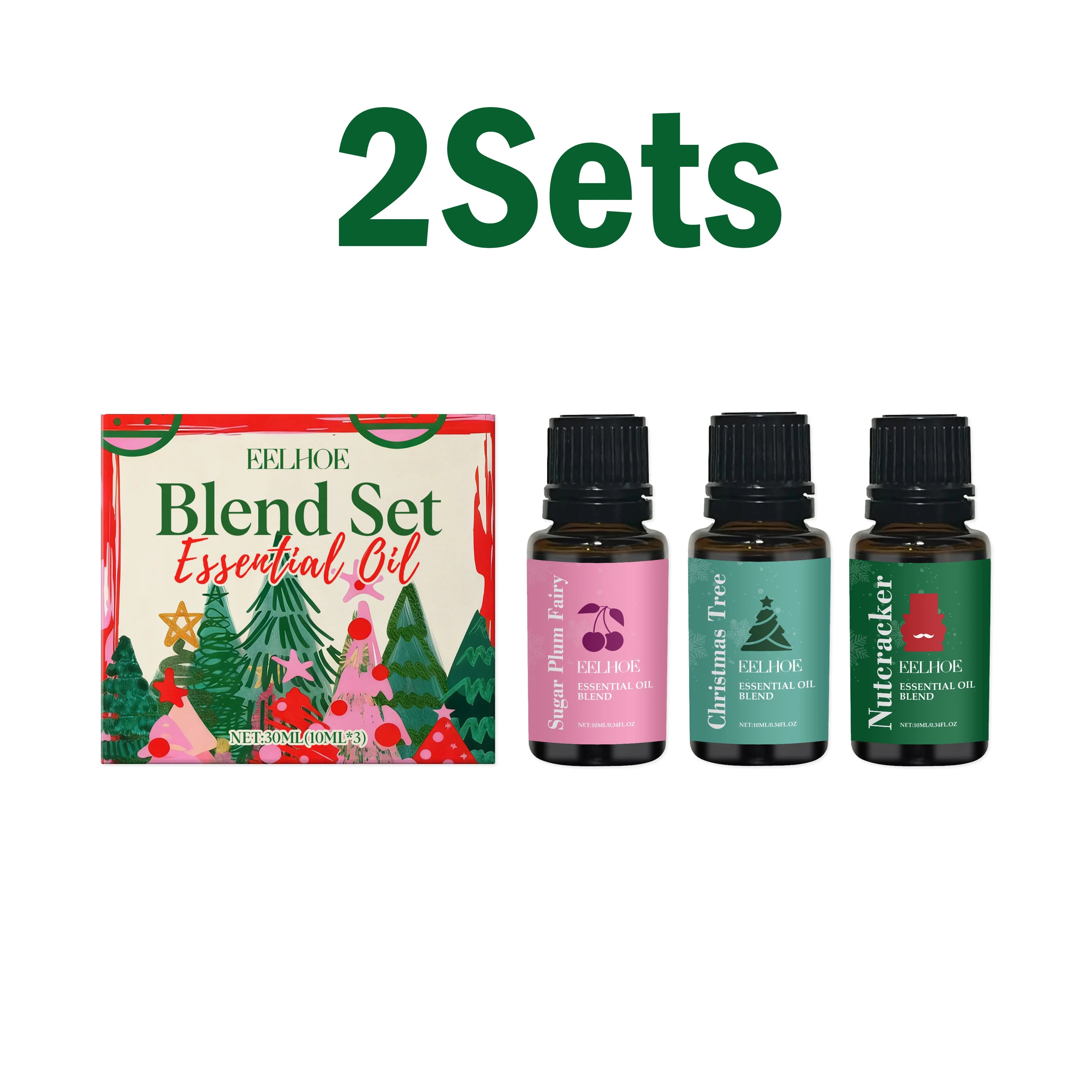 Holiday Moisturizing Fragrance Essential Oil Set for Aromatherapy Diffuser & Skin Care Christmas Gift Scent Relaxing Hydrating Oasis Select 2 Sets 30ml