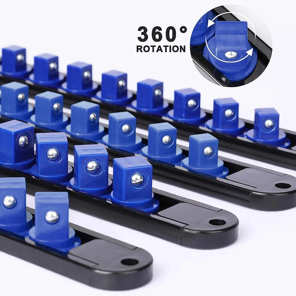 1Pcs 360 Degrees Swivel Socket Organizer 1/4inch 3/8inch 1/2inch Premium Quality Socket Clip Rail Holder Socket Organizer Tools Oasis Select