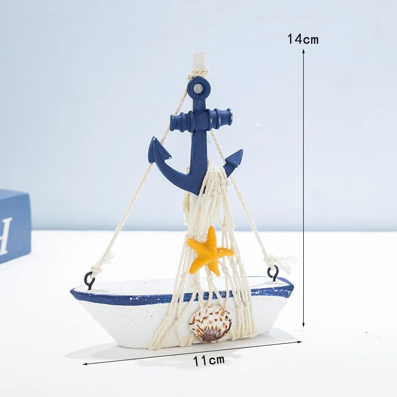 Mediterranean-style Sailboat Ornaments, Home Decoration Items, Fashionable and Creative Wooden Boat Models, and Craft Gifts Oasis Select Iron anchor