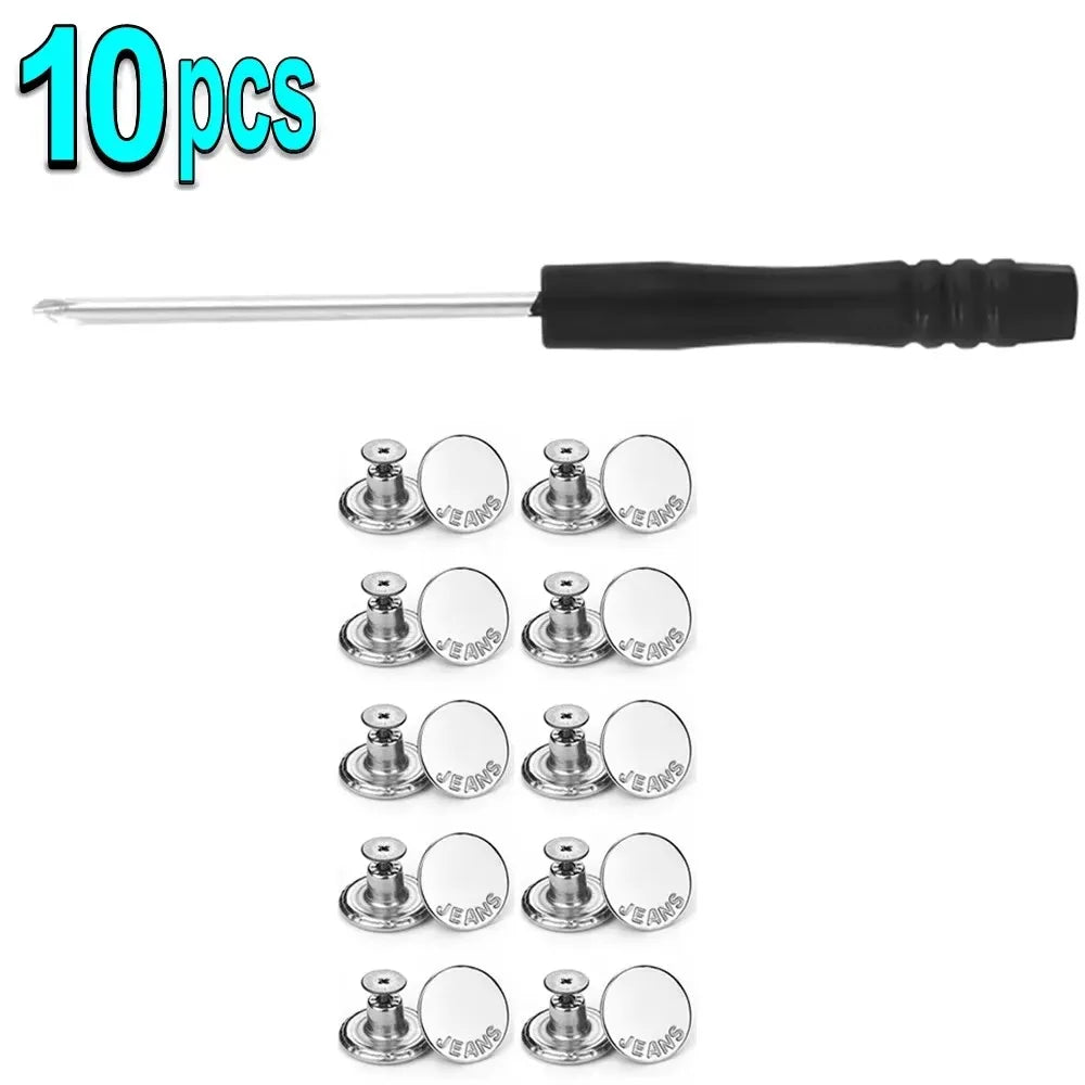 10/20Pcs Metal Jeans Buttons 17mm Replacement Screw Button Repair Kit Nailless Removable Jean Buckles Clothing Pants Pins Oasis Select 10pcs D