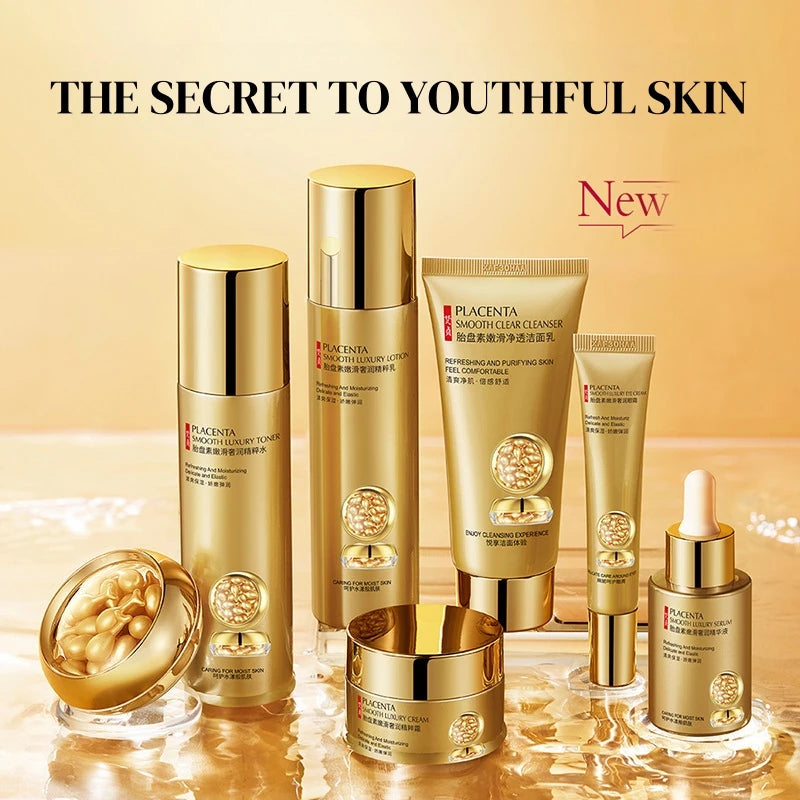 Placenta Essence 7-Piece Skincare Set – Hydrating & Nourishing Skincare Gift Set Oasis Select