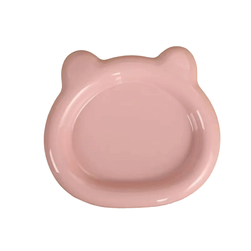 Colorful Plastic PP Cat Bowls Little Bear Pastry Plate Kitten Bowl Ins Cute Pet Supplies for Puppy Cat Oasis Select Pink