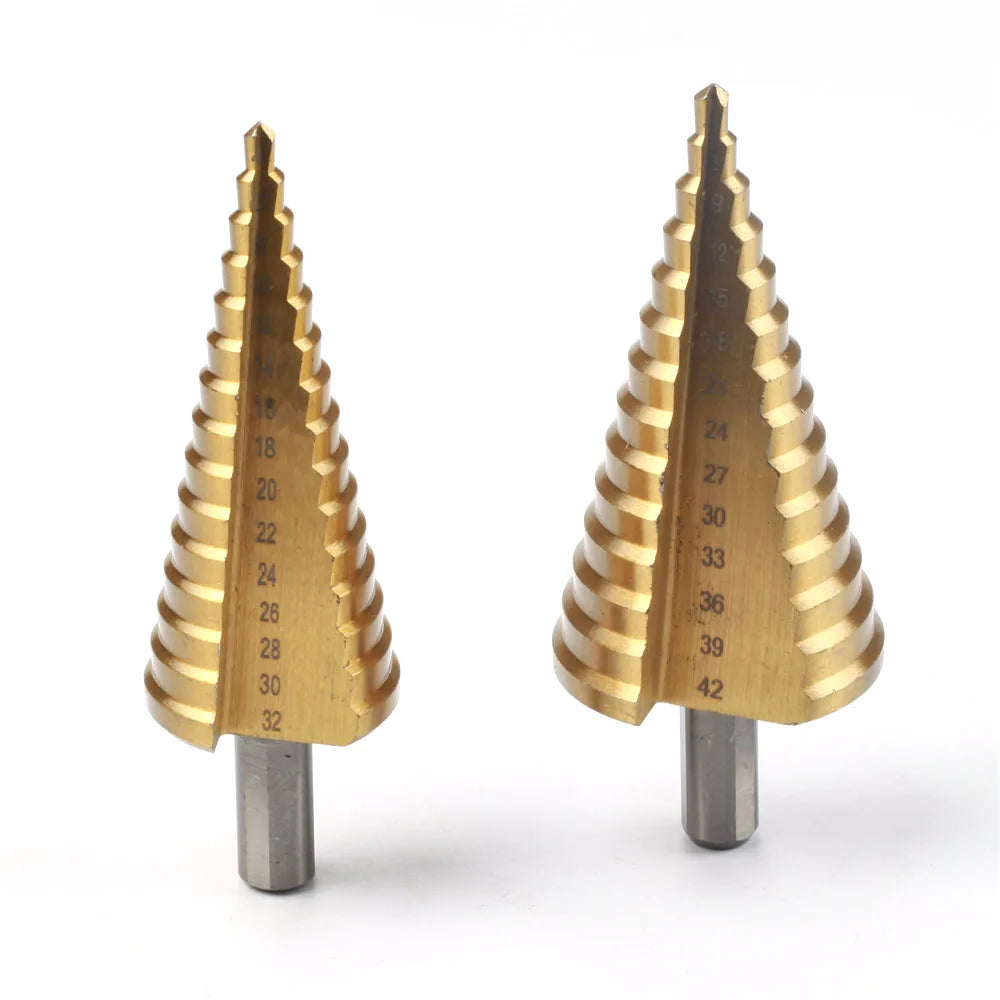 HSS Titanium Step Drill Bit 4-32/42mm – Metal & Wood Cone Step Drill Bit Oasis Select