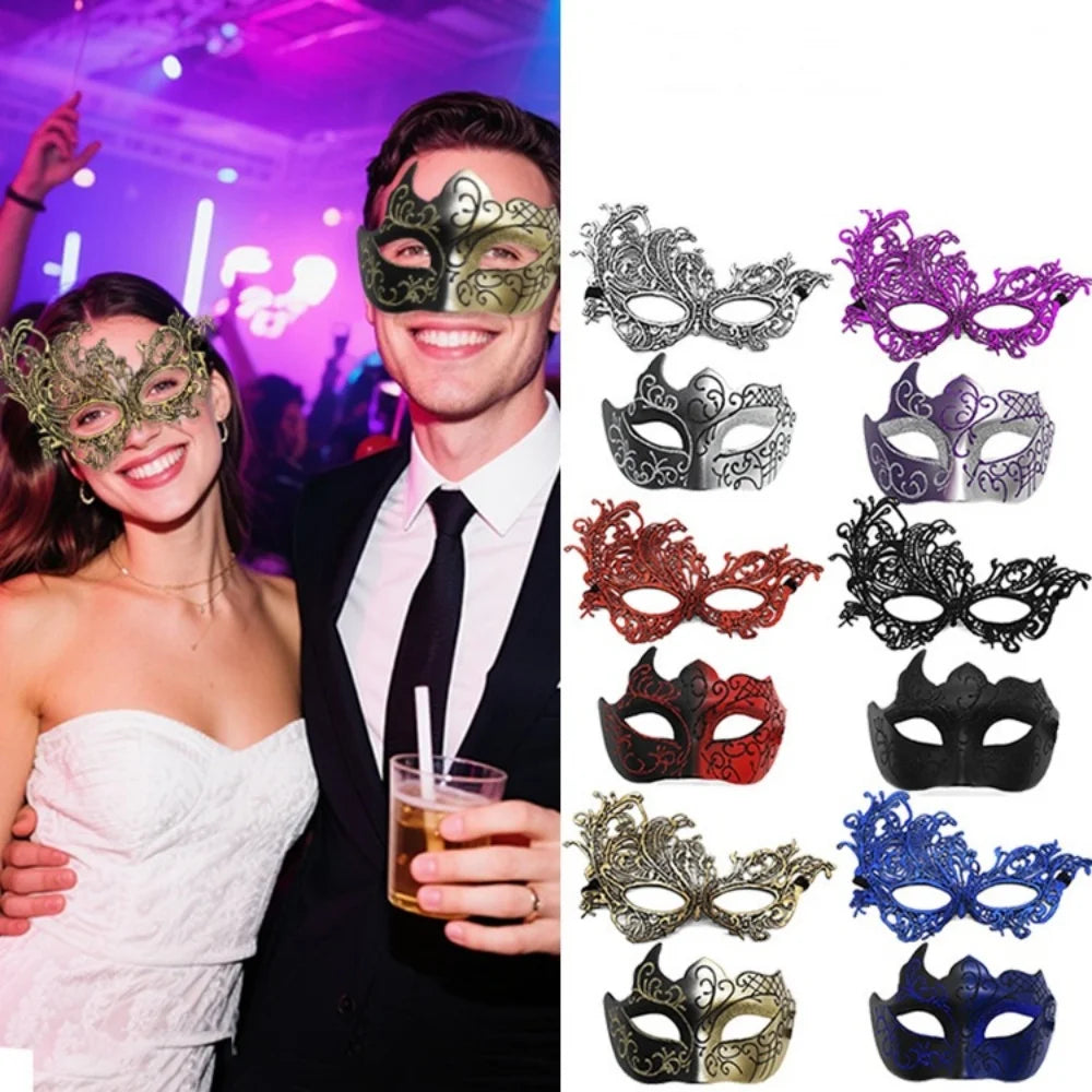 2PCS/set Couple Masks Lace Women Mask Men Painted Half Face Mask Eye Mask Set Party Masquerade Wedding Decoration Costume Prom Oasis Select