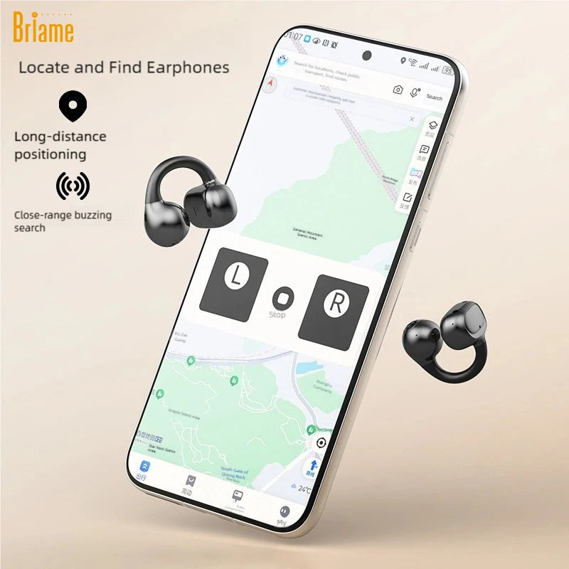 Briame Clip-on Bluetooth Earphones Wireless Earbuds with Microphone Hands-Free Headset for Sports Running Headphone Game Headset Oasis Select