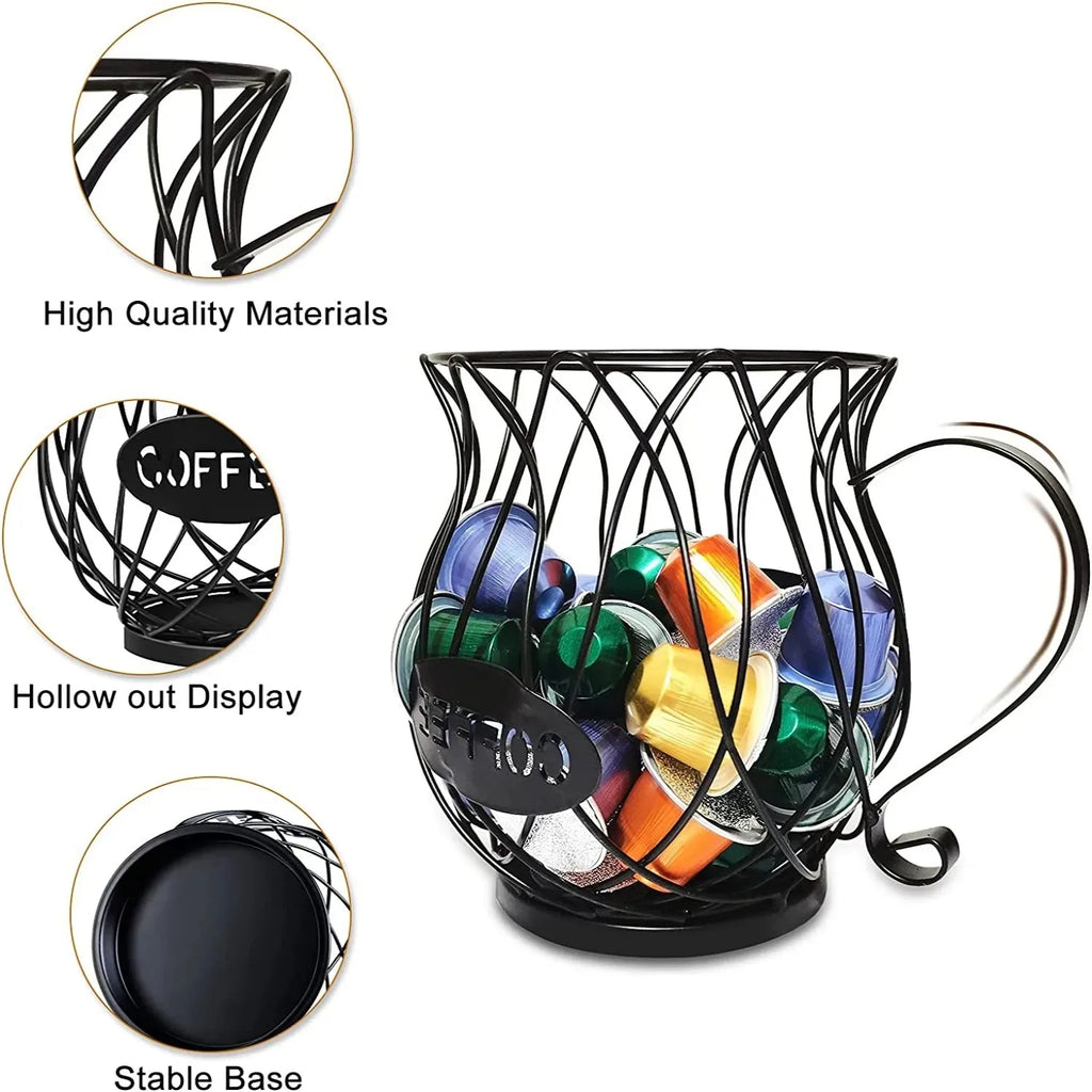 Metal Coffee Pod Organizer Holder – Large Capacity Countertop Coffee Pod Organizer Oasis Select