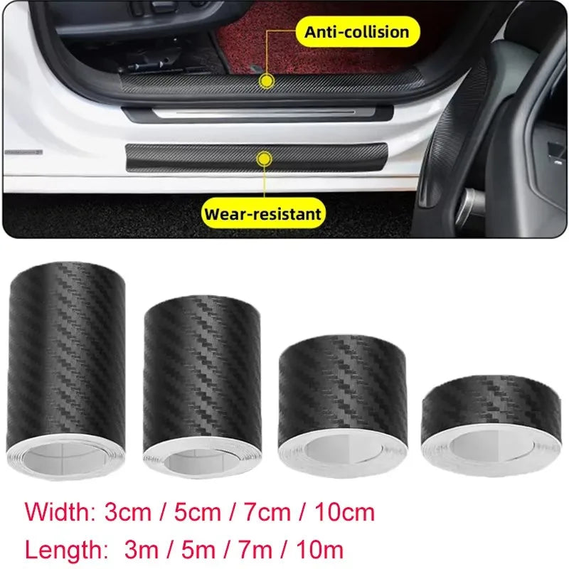 1/3Pcs Carbon Fiber Stickers Door Sill Anti-stepping Protector Trunk Bumper Side Mirror Anti Scratch Tape Auto Decals Oasis Select