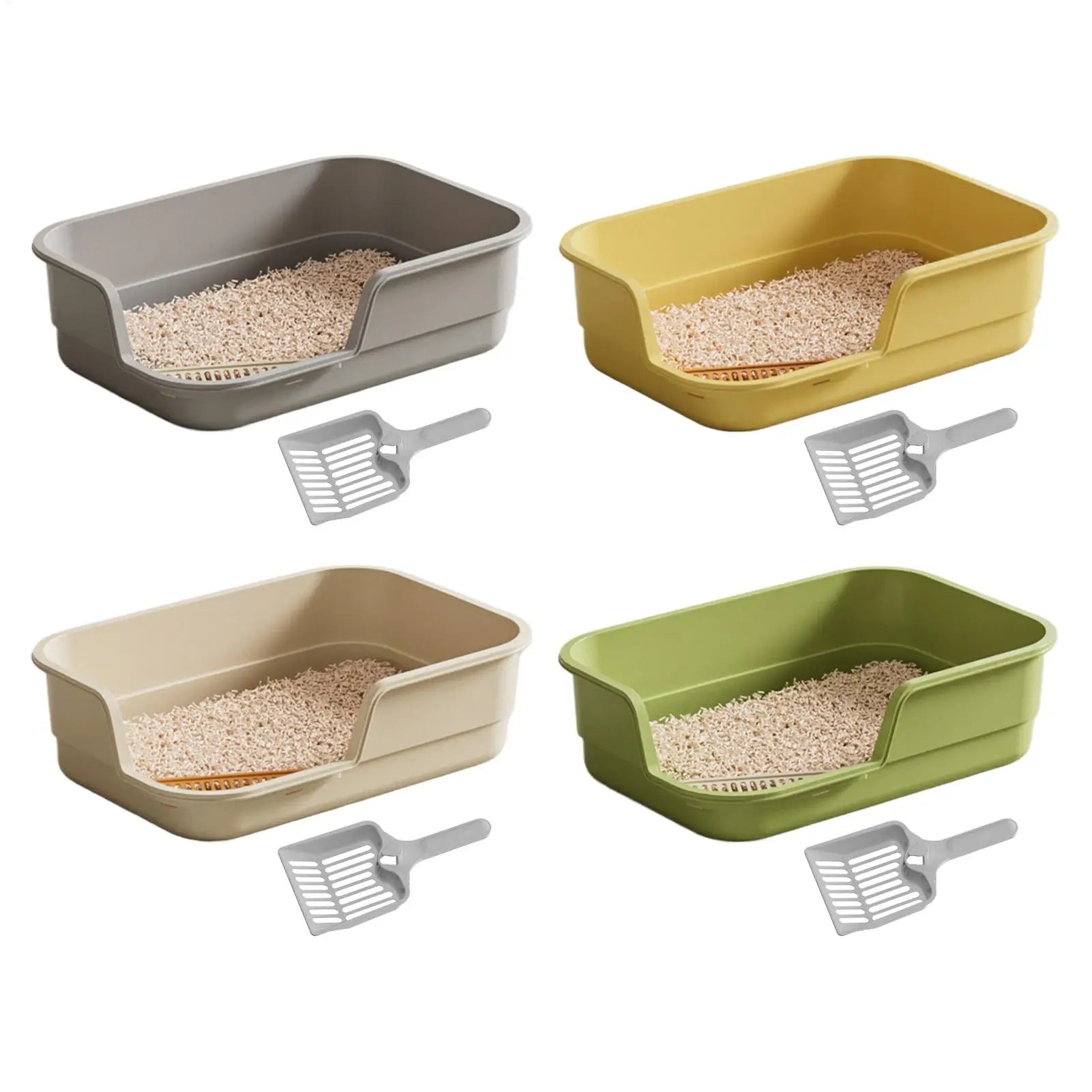 Cat Box Semi Enclosed Easy Clean with Scoop Open Top Semi Enclosed Litter Box for Cleaning Odor Control Indoor Office Dorm Oasis Select