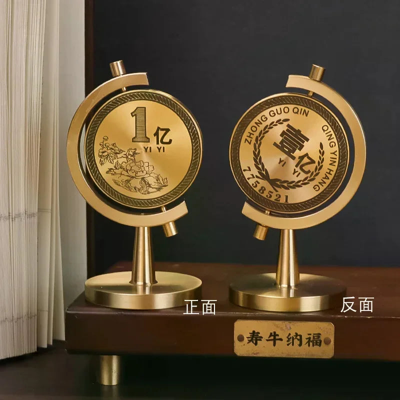 Brass 100 Million Small Target Spinning Desktop Light Stress Relief Office Living Room Decorative Craft Ornament Luxury Design Oasis Select