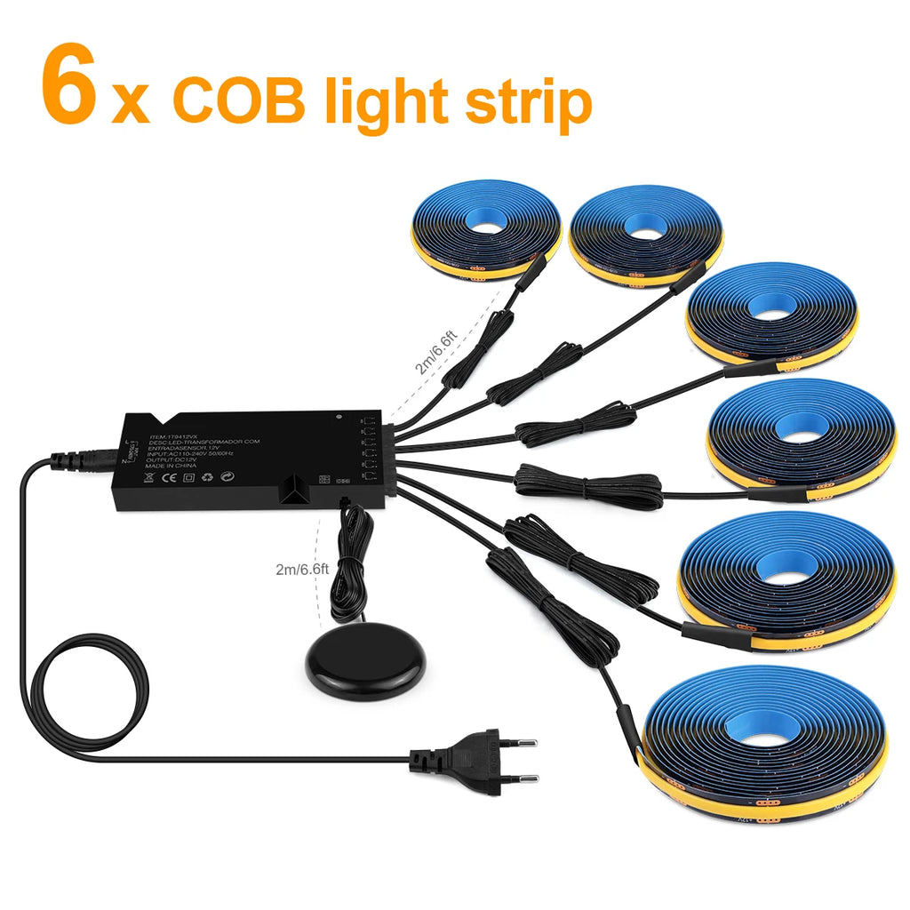 12V Acoustic Wall Panel Decor Lamp More Covert Dimmable Black PCB COB Light Strip With Touch Swtich,For TV Cabinet Backlight Oasis Select