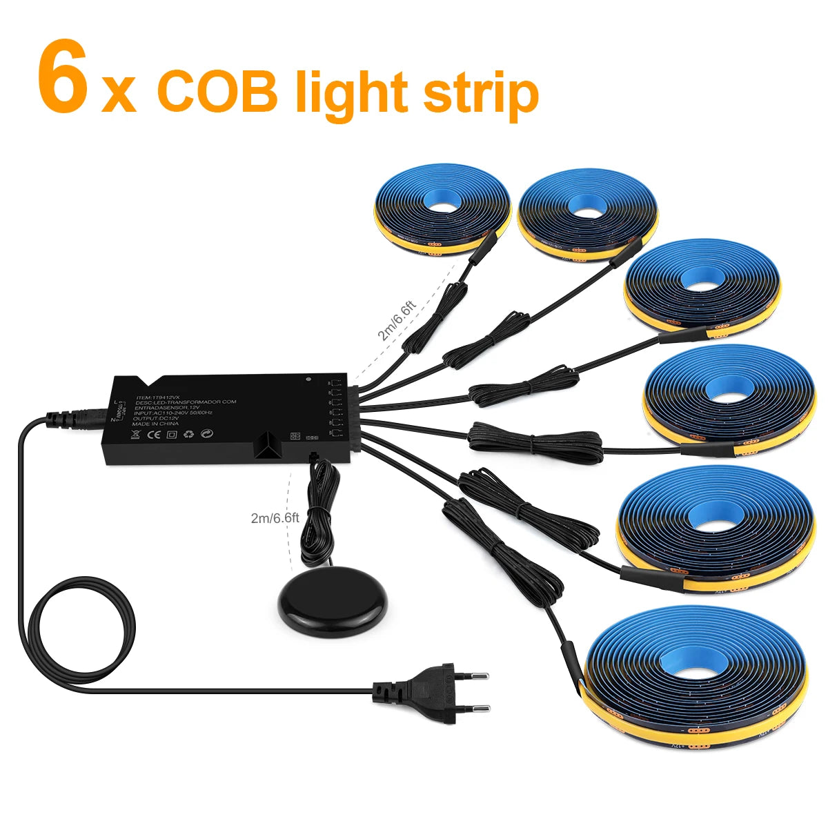 12V Acoustic Wall Panel Decor Lamp More Covert Dimmable Black PCB COB Light Strip With Touch Swtich,For TV Cabinet Backlight Oasis Select