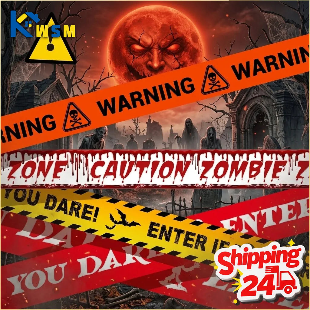 1-10Roll Halloween Caution Tape Danger Warning Barricade Safety Line for Outdoor Yard Decoration Scene Props Spooky Party Supply Oasis Select