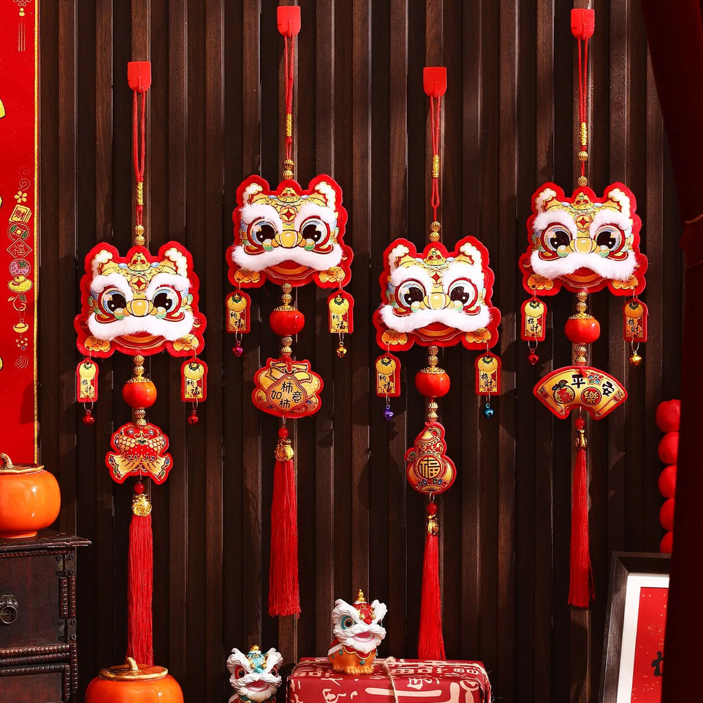 Chinese New Year Tassel Exquisite Lion Dance Pendant Spring Festival Hanging Traditional New Year Decoration For New Year Gifts Oasis Select