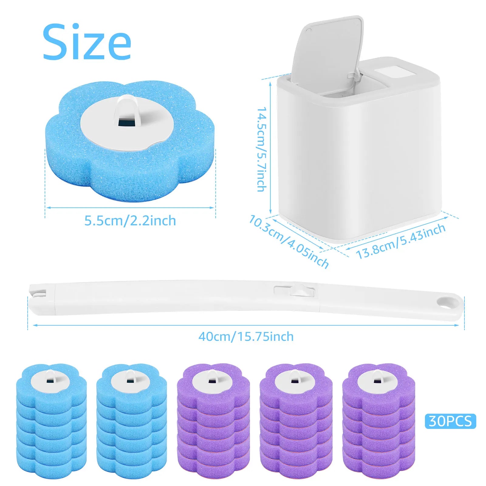 18/36Pcs Disposable Toilet Brush Wall Mounted Toilet Brush with Replacement Head Cleaning Set Home Bathroom WC Accessories Oasis Select B 1white 30heads