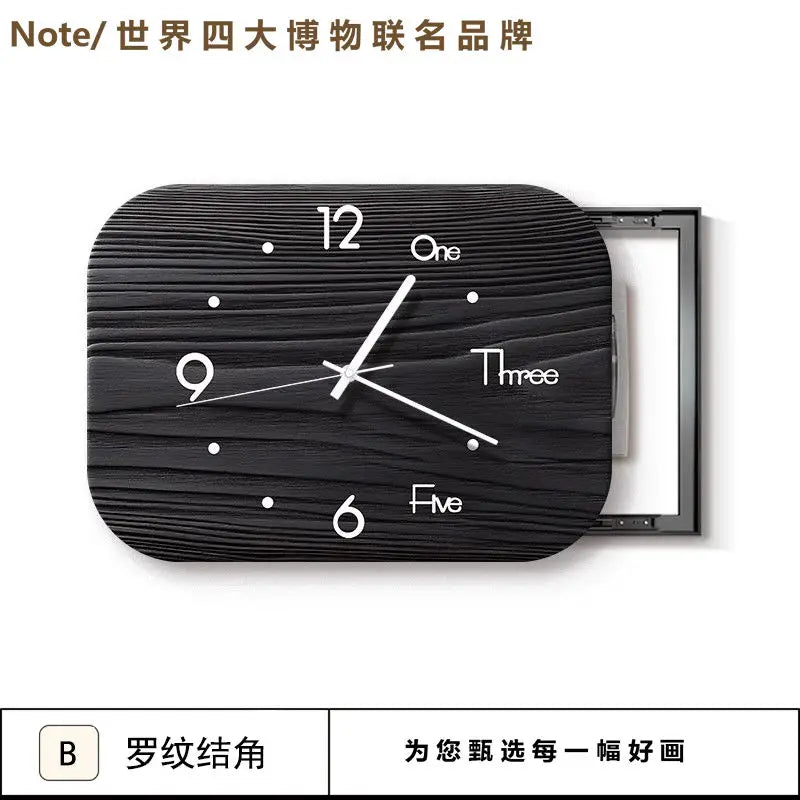 The New Chinese Ancient Decorative Painting with Time Clock Meter Box Block Distribution Box Hanging Picture Decorative Clock Oasis Select B 62 x45cm right shift