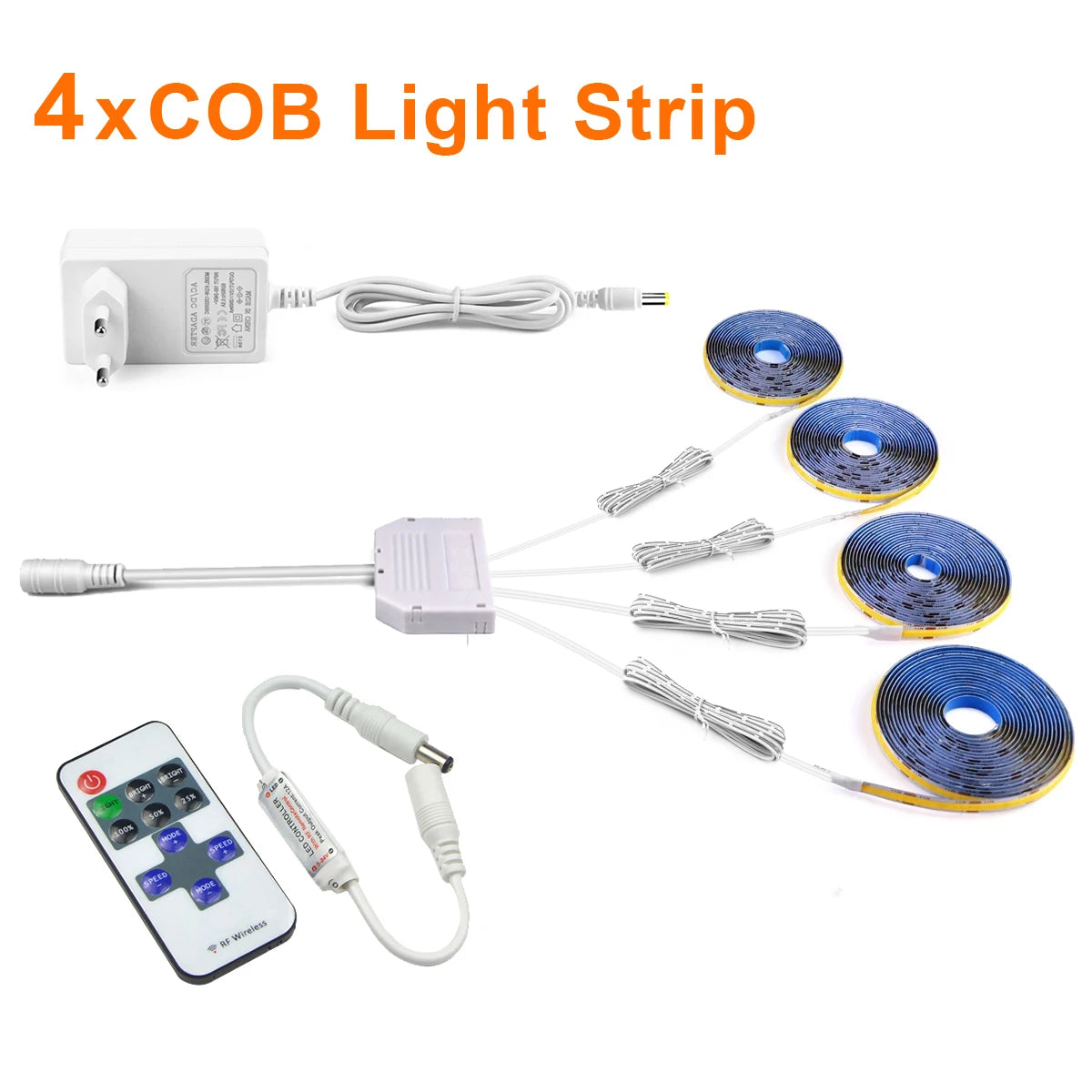 2-6PCS COB Tape for DIY Anime Character Collection Cabinets Wall Soundproof Panels,12V LED Strip with RF Remote Dimmable Swtich Oasis Select 4x COB Strip Kit Natural White US Power Plug|1m