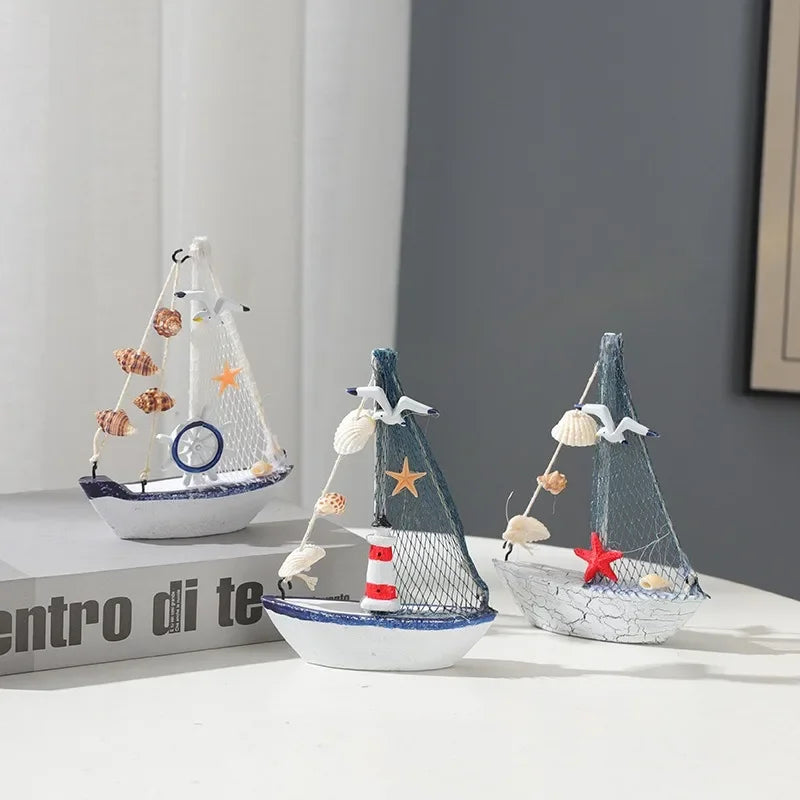 Wooden Sailboat Ornaments,shell,boat Rudder,anchor,lighthouse,seabird Decoration Boat,Home Room Children's Room Decoration Gift Oasis Select