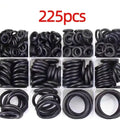 225Pcs Rubber O-Ring Assortment Kit Black Sealing Gasket Washer Universal Repair Set for Plumbing Automotive Oasis Select 225pcs
