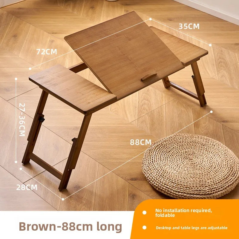 Installation-free folding bed upper table solid wood computer table bedroom home study table notebook bay window bed small table Oasis Select Brown Large